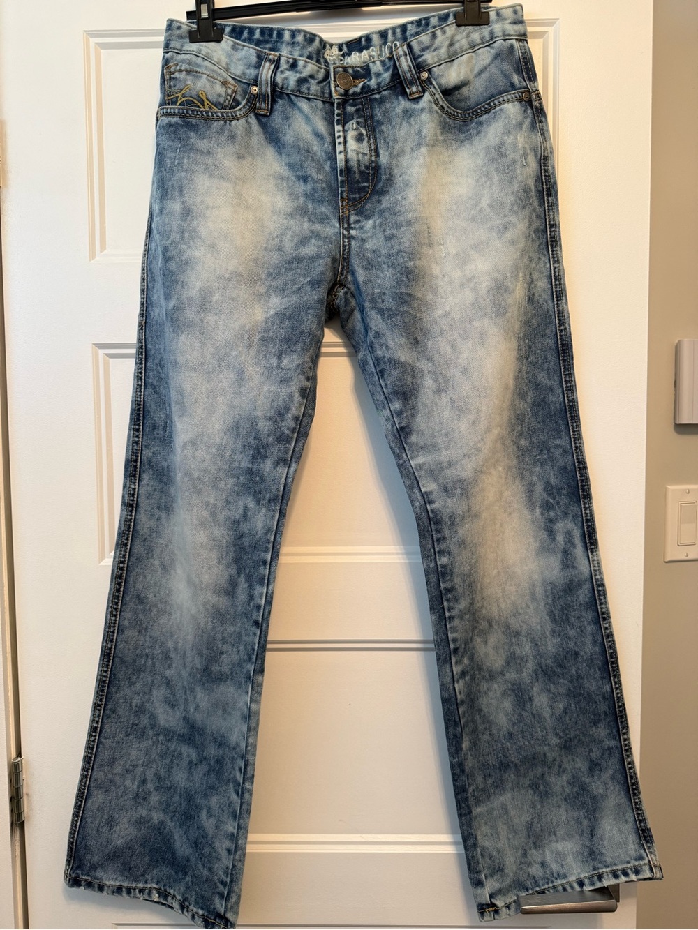 Parasuco Menâs Acid Wash Blue Bootcut Jeans